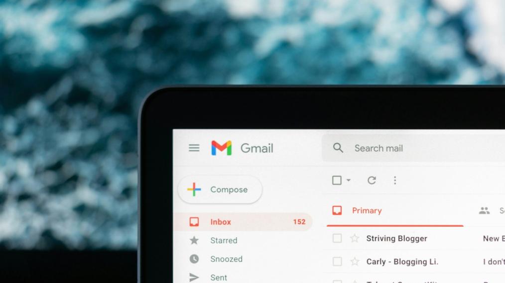 Photograph of a Gmail inbox.